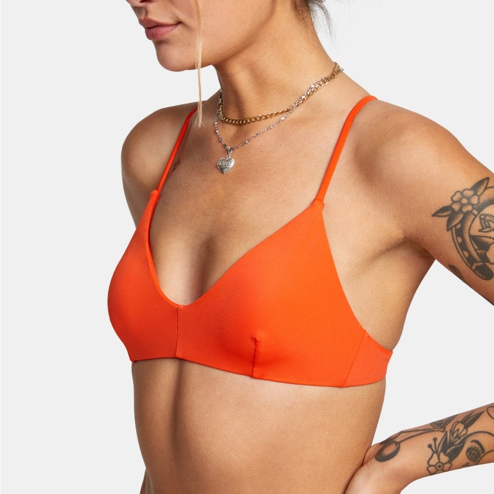 RVCA Women's Solid Crossback Bikini Top S